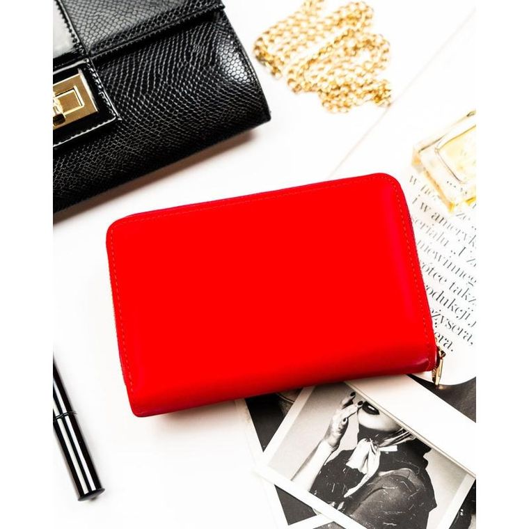 Portfel, czerwony, skóra ekologiczna, Peterson