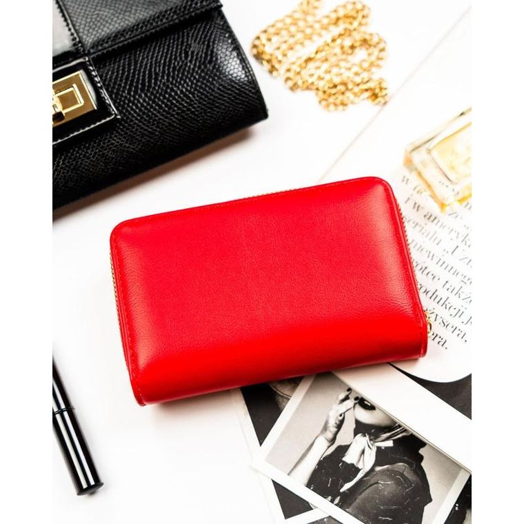 Portfel, czerwony, skóra ekologiczna, Peterson