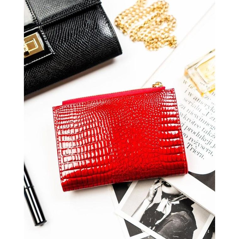 Portfel, czerwony, skóra ekologiczna, Peterson