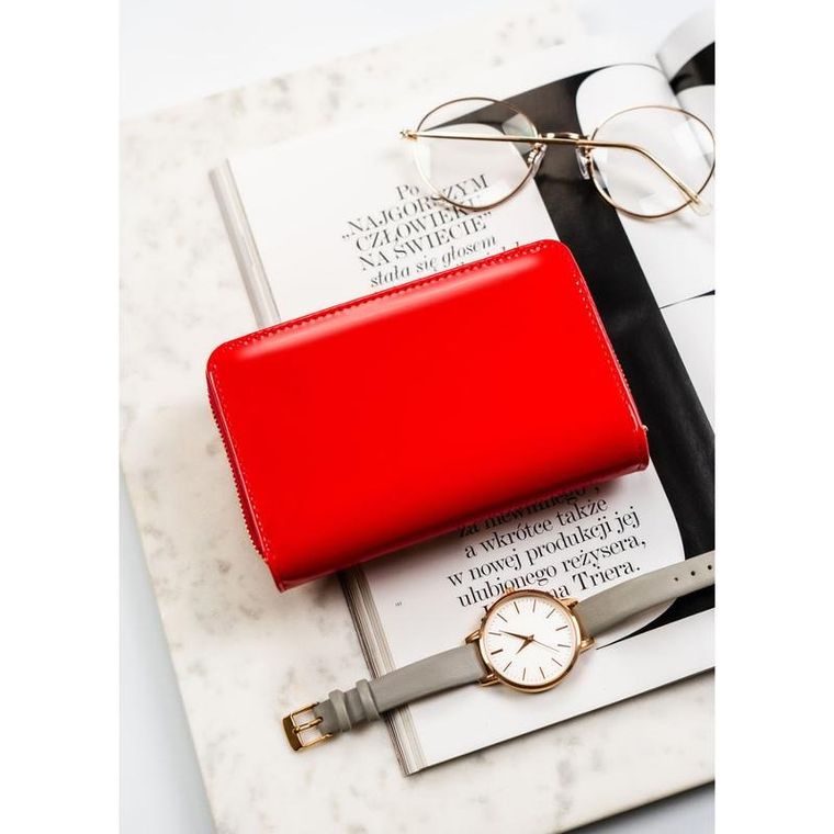 Portfel, czerwony, skóra ekologiczna, Peterson