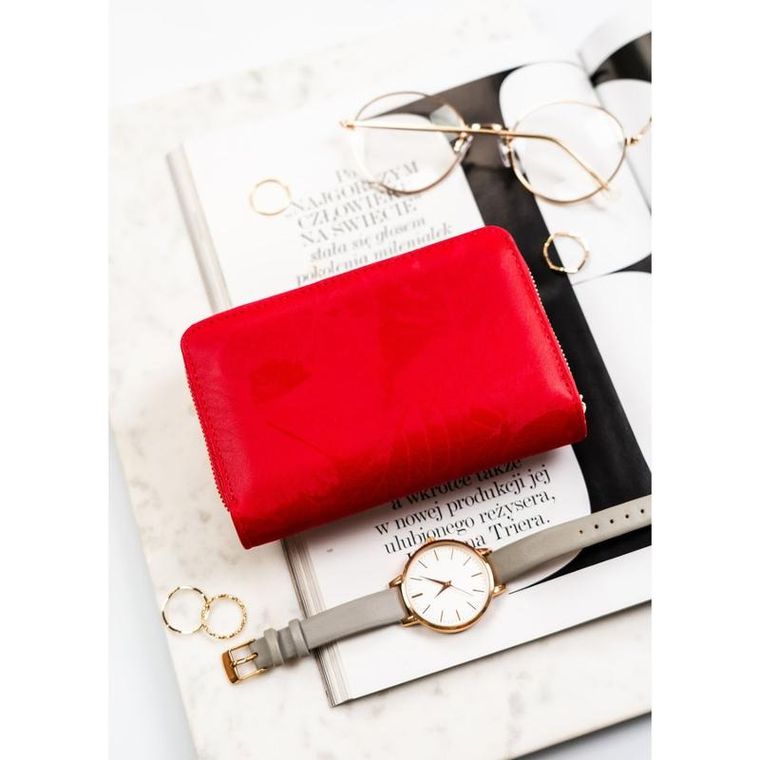 Portfel, czerwony, skóra ekologiczna, Peterson