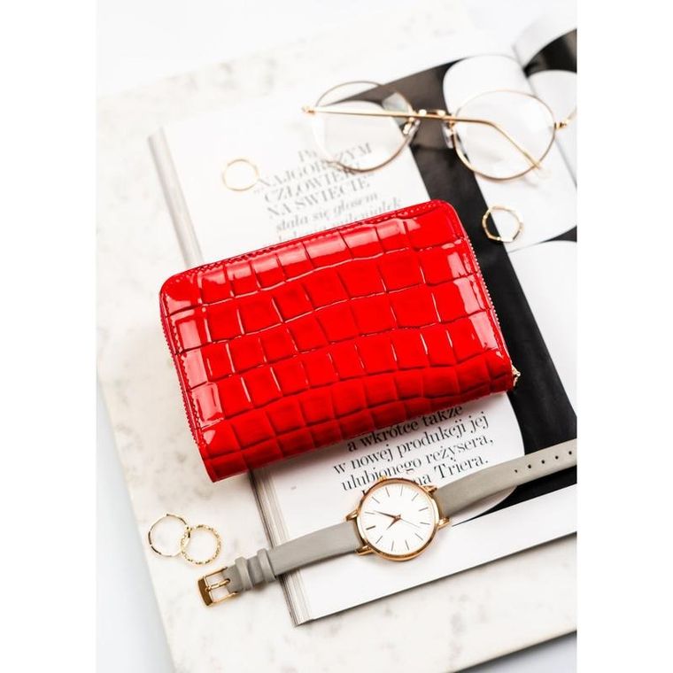 Portfel, czerwony, skóra ekologiczna, Peterson