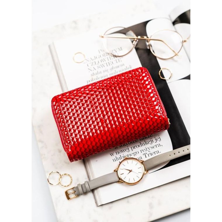 Portfel, czerwony, skóra ekologiczna, Peterson