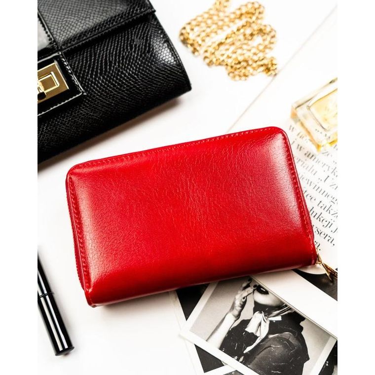 Portfel, czerwony, skóra ekologiczna, RFID, Peterson