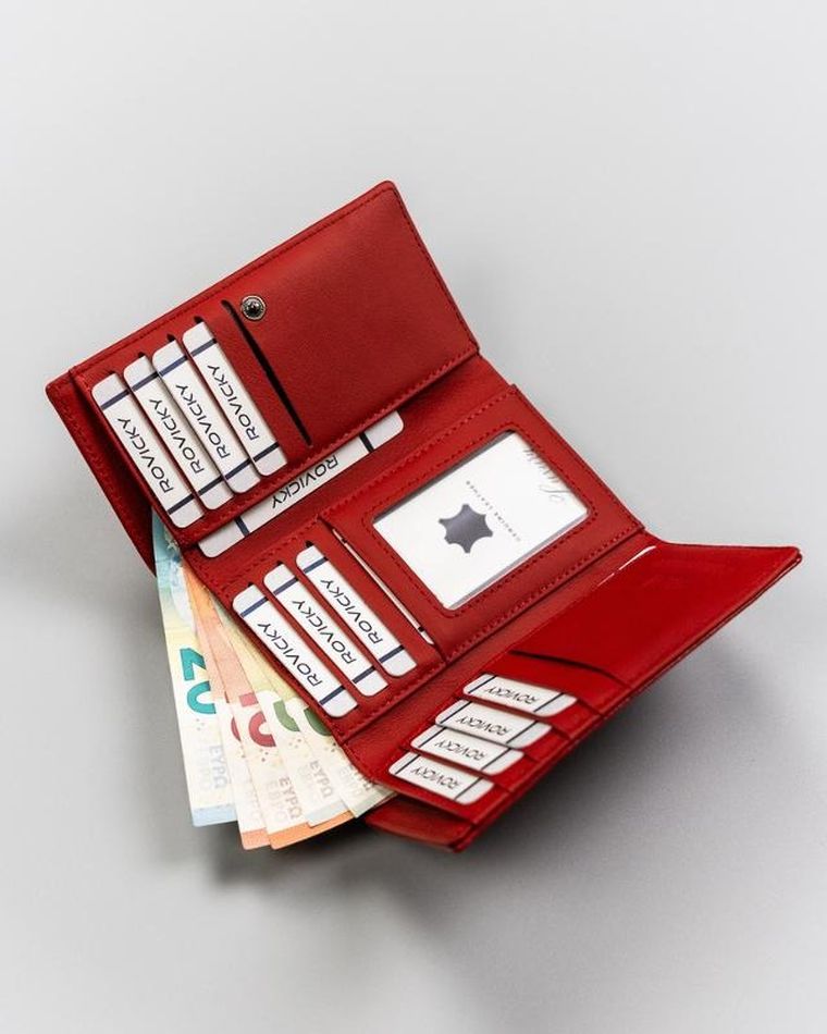 Portfel, czerwony, skóra ekologiczna, Rovicky