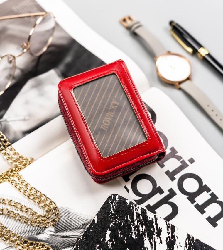 Portfel, czerwony, skóra ekologiczna, Rovicky