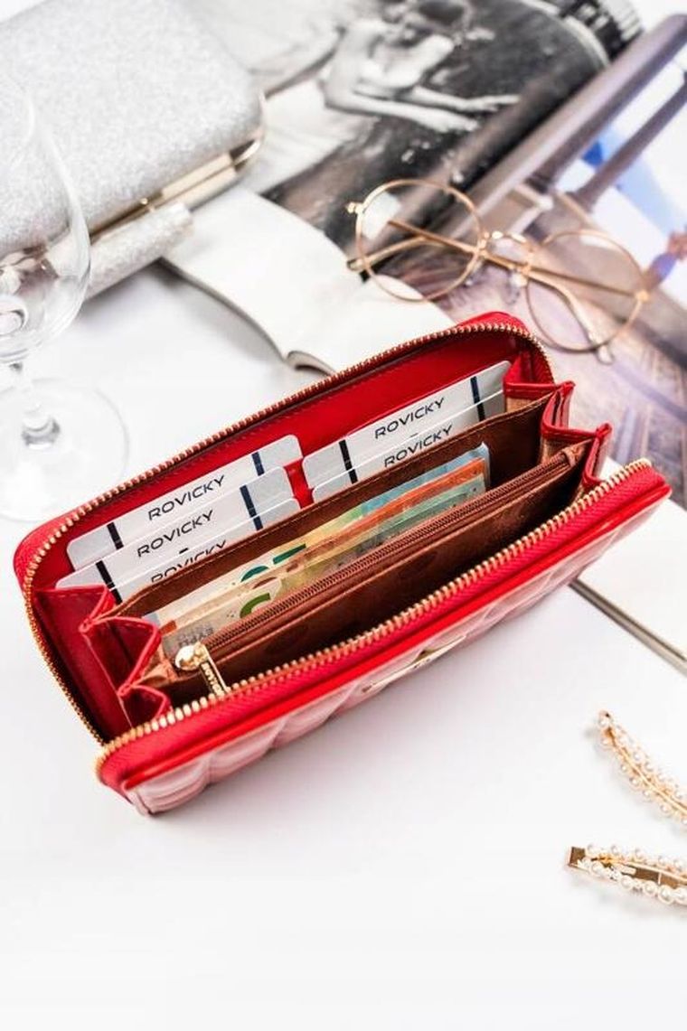 Portfel, czerwony, skóra ekologiczna, Rovicky