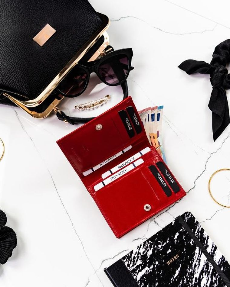 Portfel, czerwony, skórzany, Cavaldi