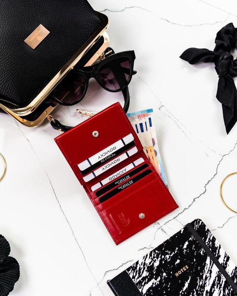 Portfel, czerwony, skórzany, Cavaldi