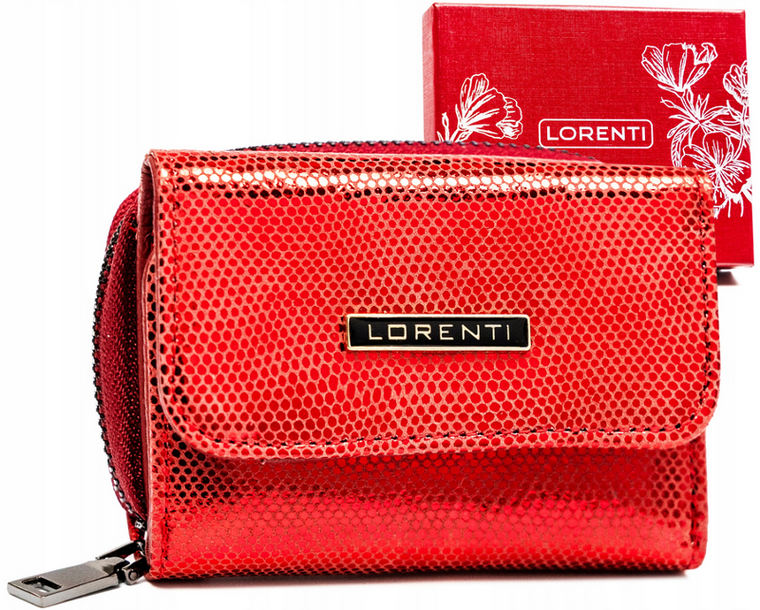 Portfel, czerwony, skórzany, Lorenti