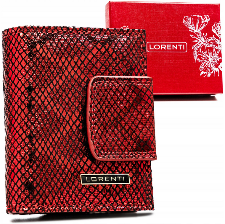Portfel, czerwony, skórzany, Lorenti