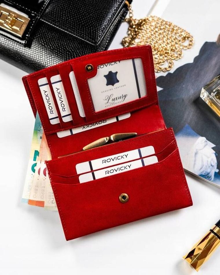 Portfel, czerwony, skórzany, Nicole