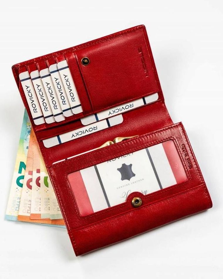 Portfel, czerwony, skórzany, Nicole