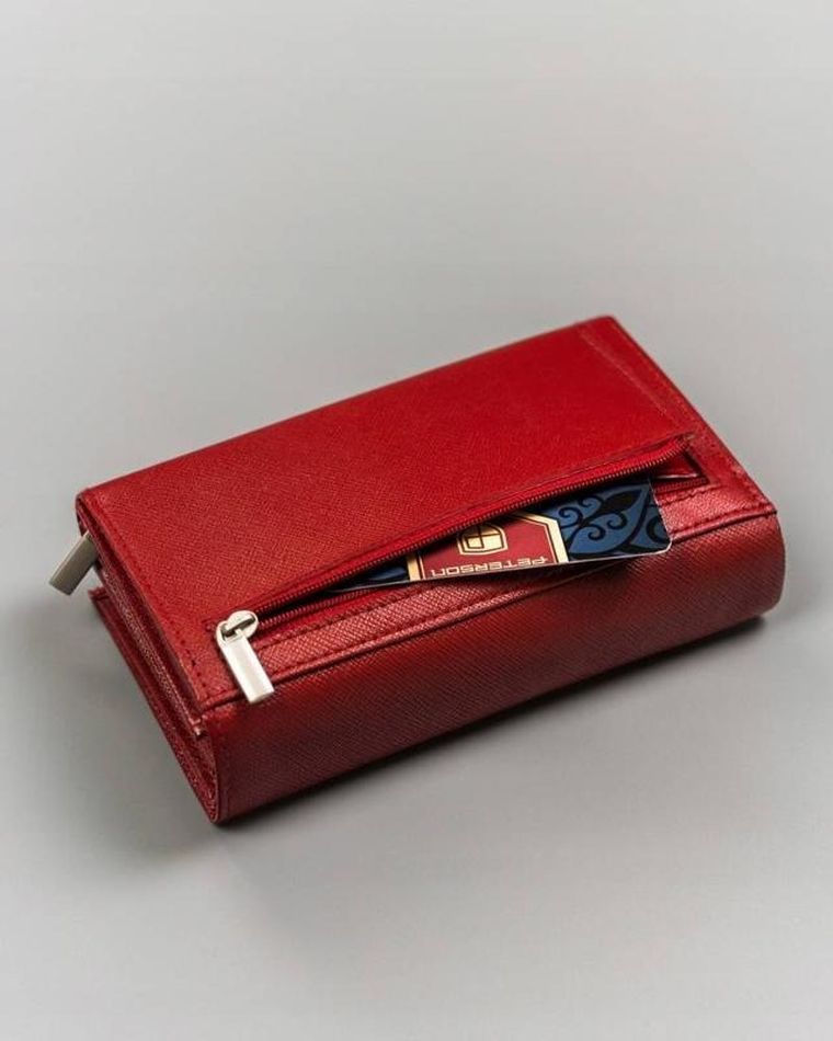 Portfel, czerwony, skórzany, Peterson