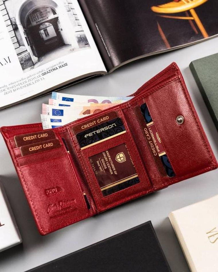 Portfel, czerwony, skórzany, Peterson