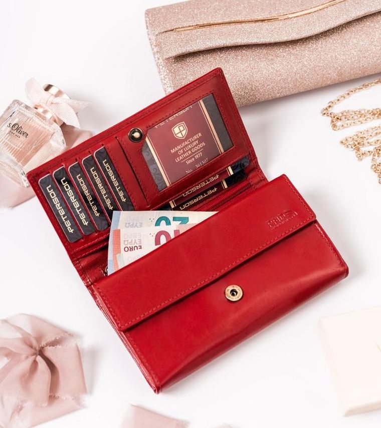 Portfel, czerwony, skórzany, Peterson