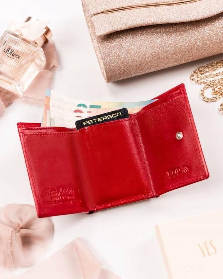 Portfel, czerwony, skórzany, Peterson