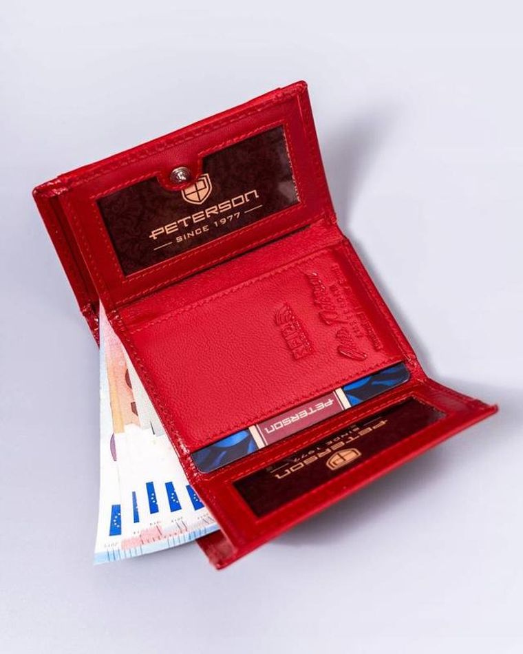 Portfel, czerwony, skórzany, Peterson
