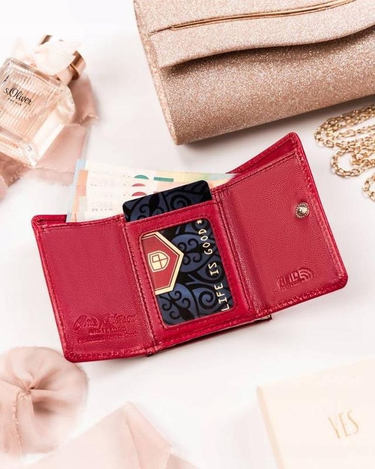 Portfel, czerwony, skórzany, Peterson