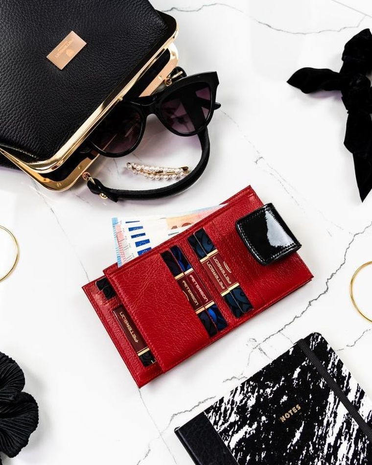 Portfel, czerwony, skórzany, Peterson