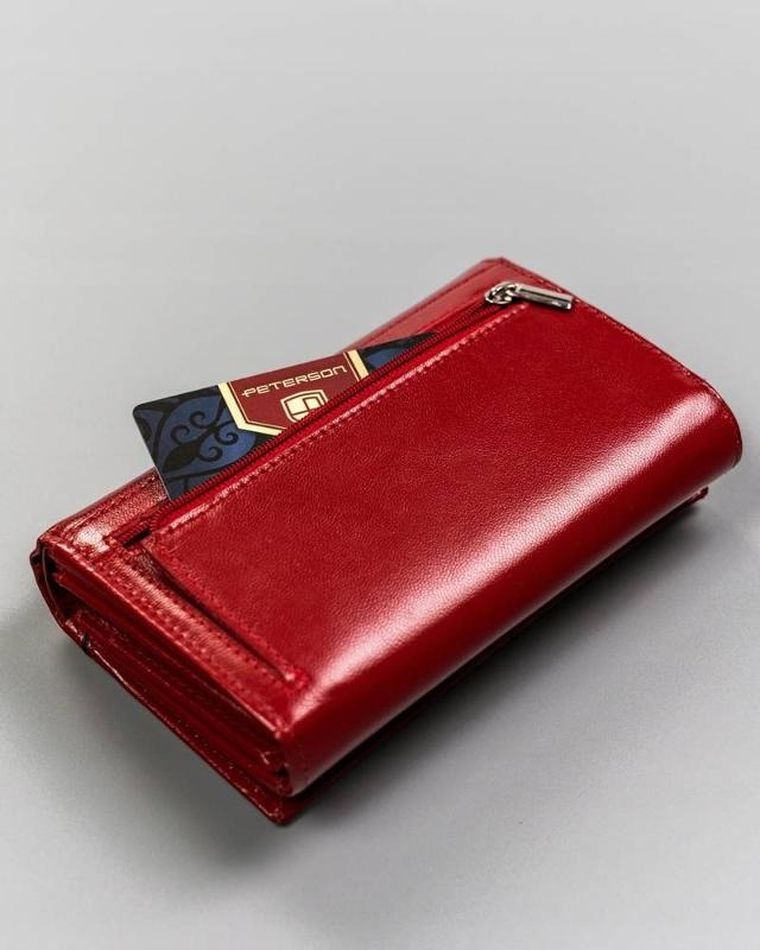 Portfel, czerwony, skórzany, Peterson