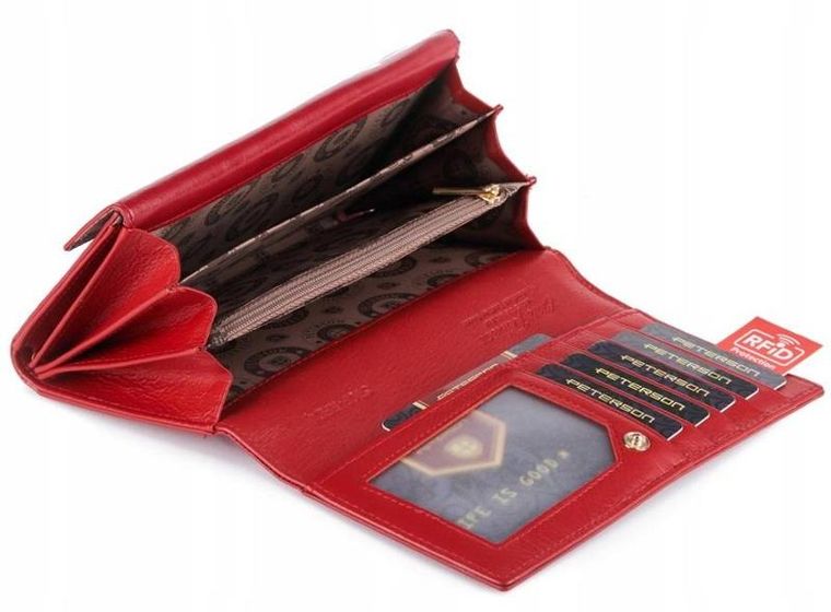 Portfel, czerwony, skórzany, Peterson