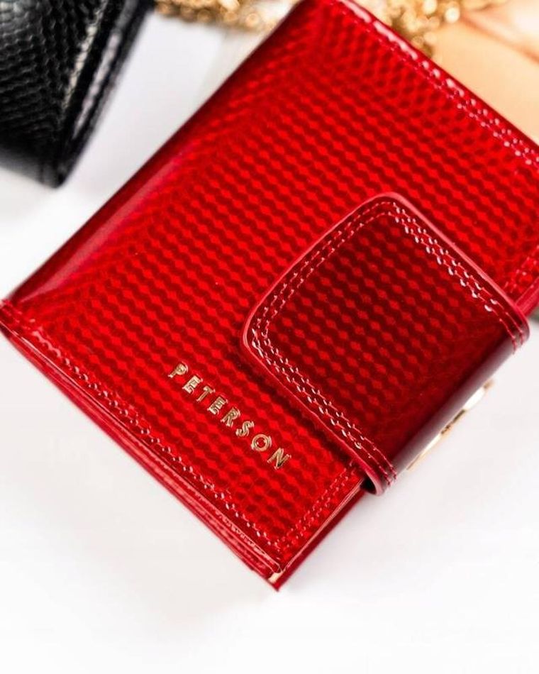 Portfel, czerwony, skórzany, Peterson