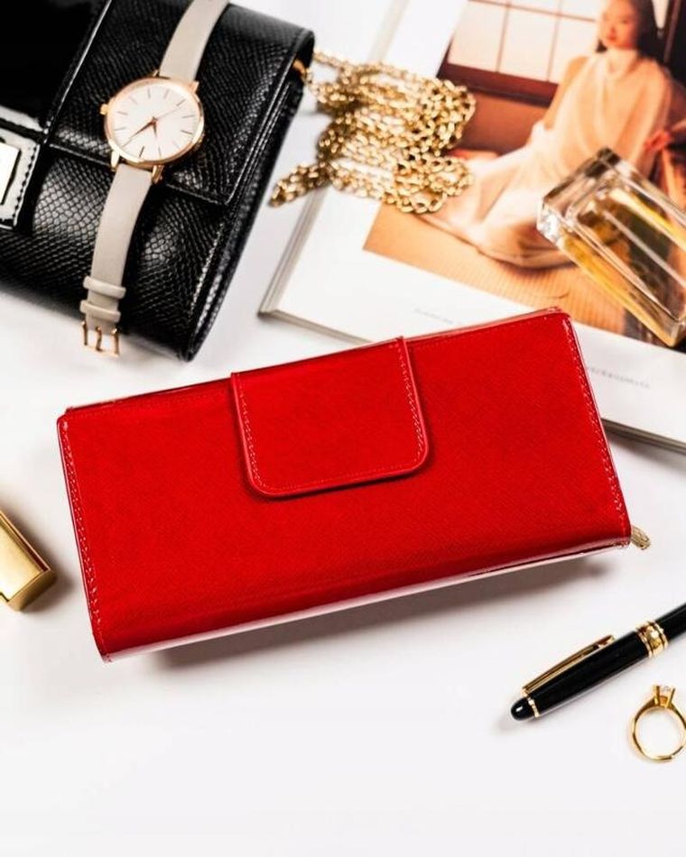 Portfel, czerwony, skórzany, Peterson