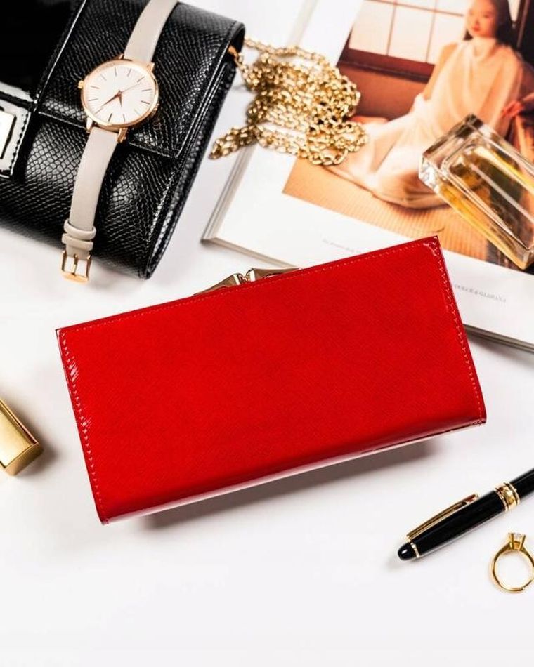 Portfel, czerwony, skórzany, Peterson