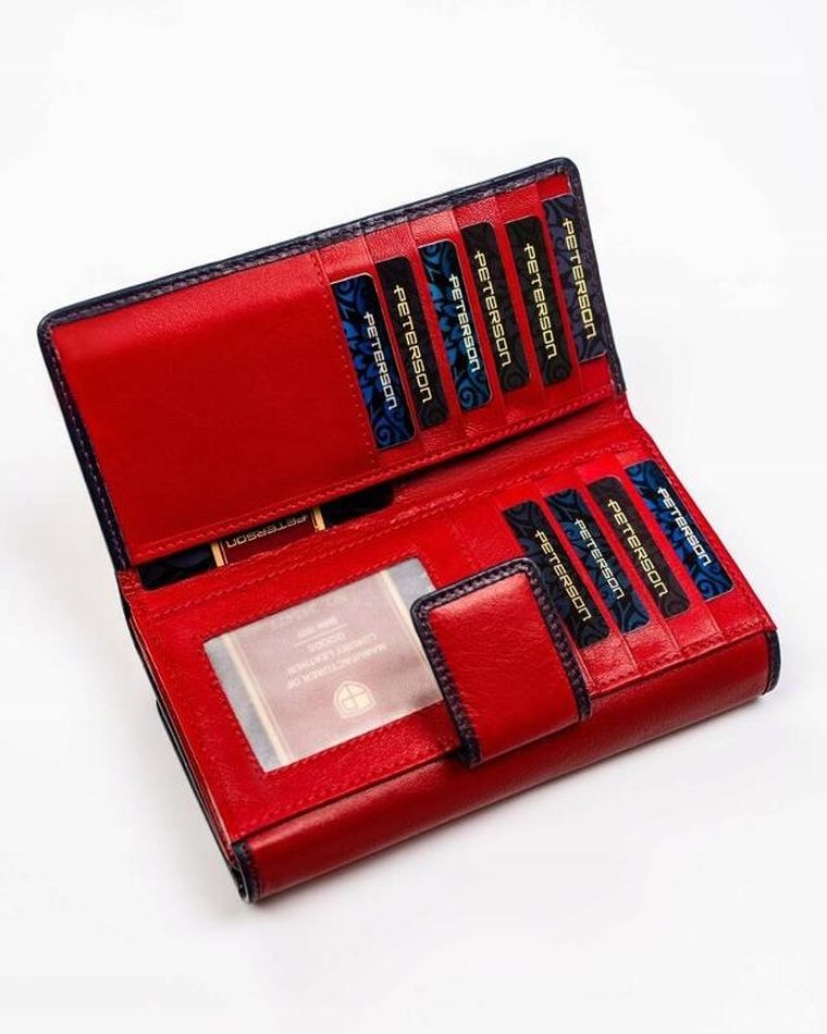 Portfel, czerwony, skórzany, Peterson