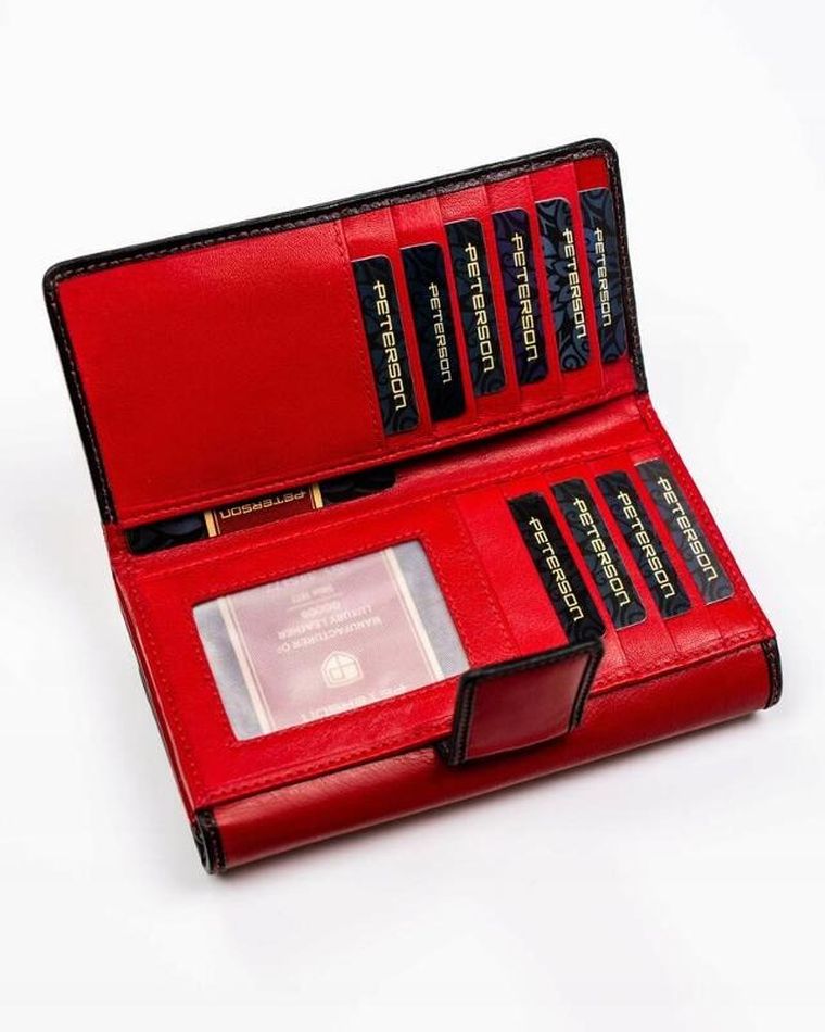 Portfel, czerwony, skórzany, Peterson