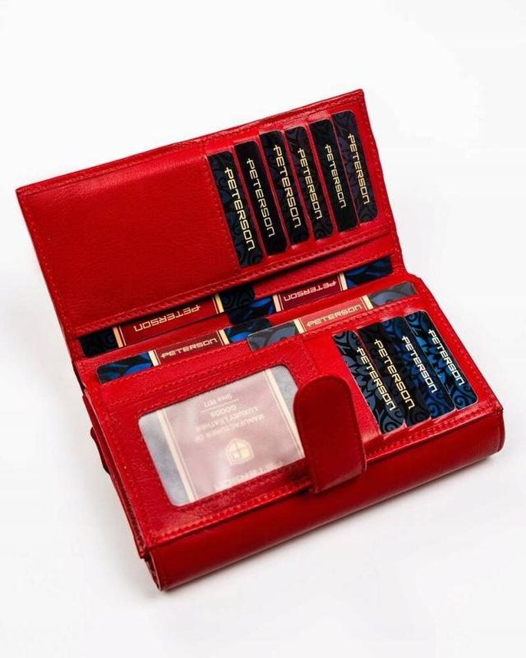 Portfel, czerwony, skórzany, Peterson