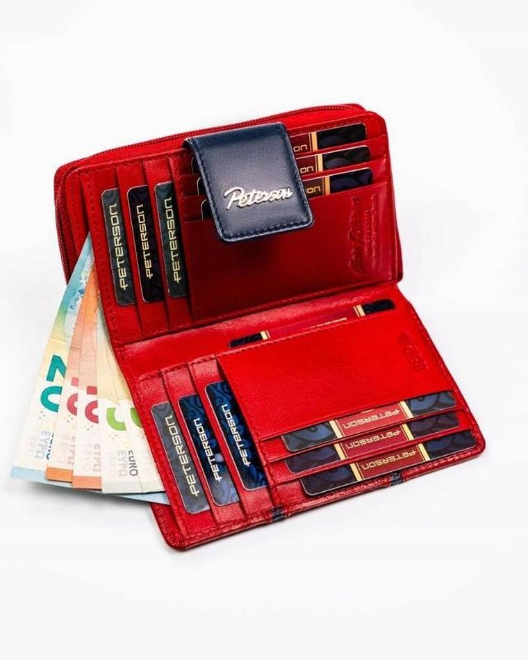 Portfel, czerwony, skórzany, Peterson