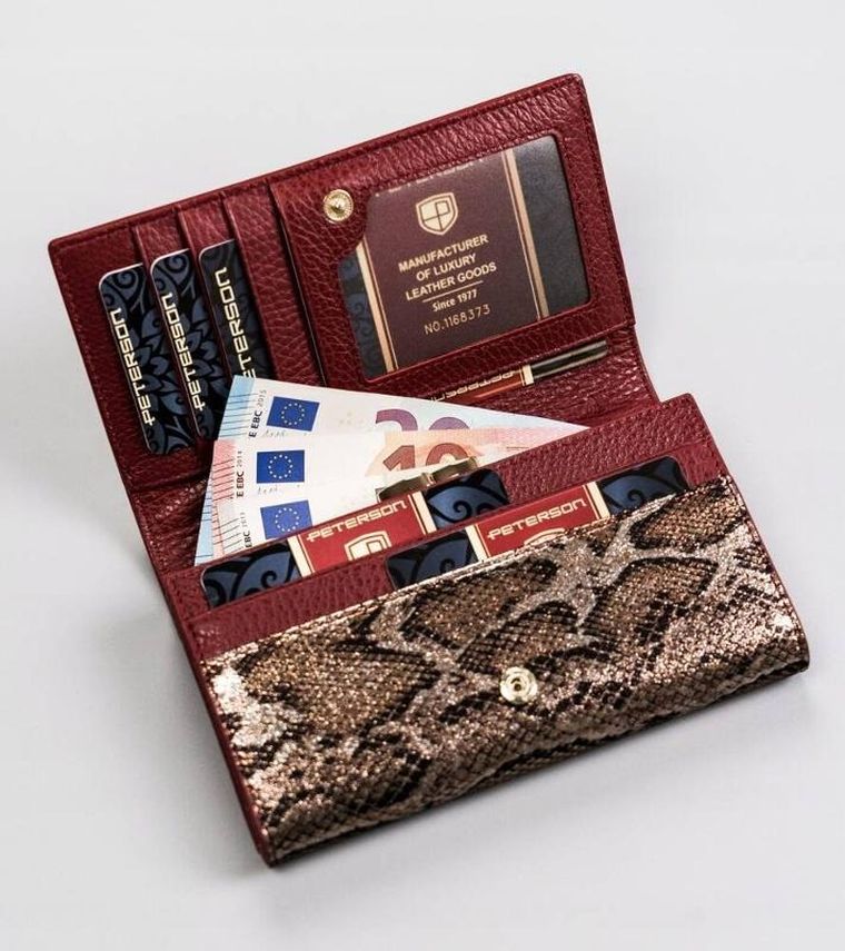 Portfel, czerwony, skórzany, Peterson