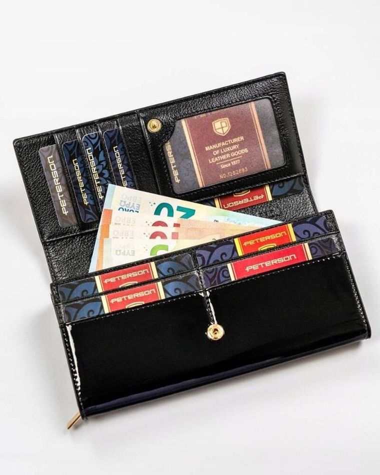 Portfel, czerwony, skórzany, Peterson