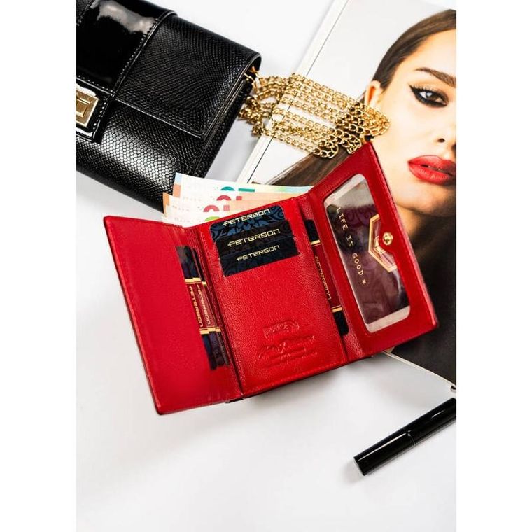 Portfel, czerwony, skórzany, Peterson