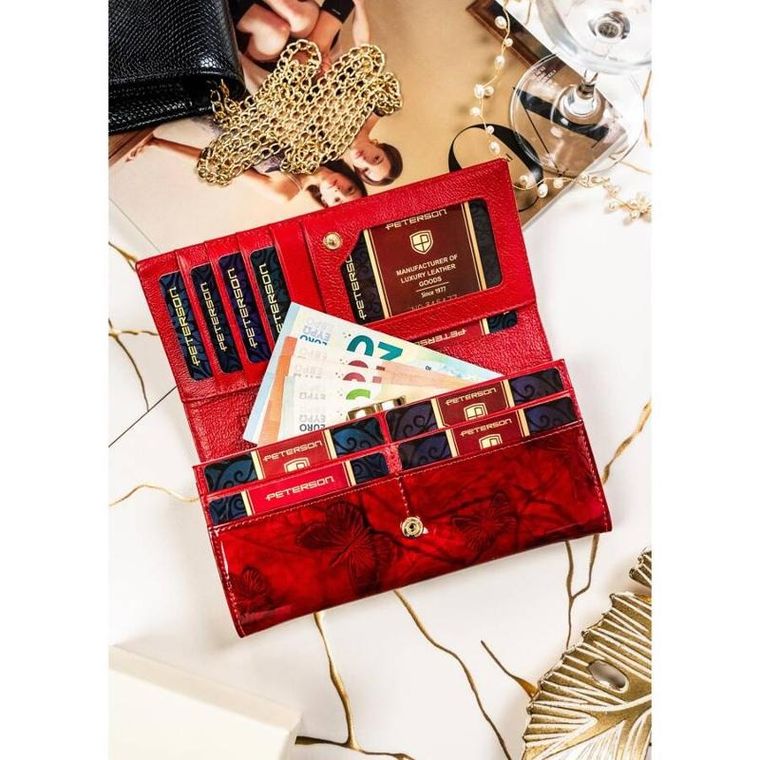 Portfel, czerwony, skórzany, Peterson