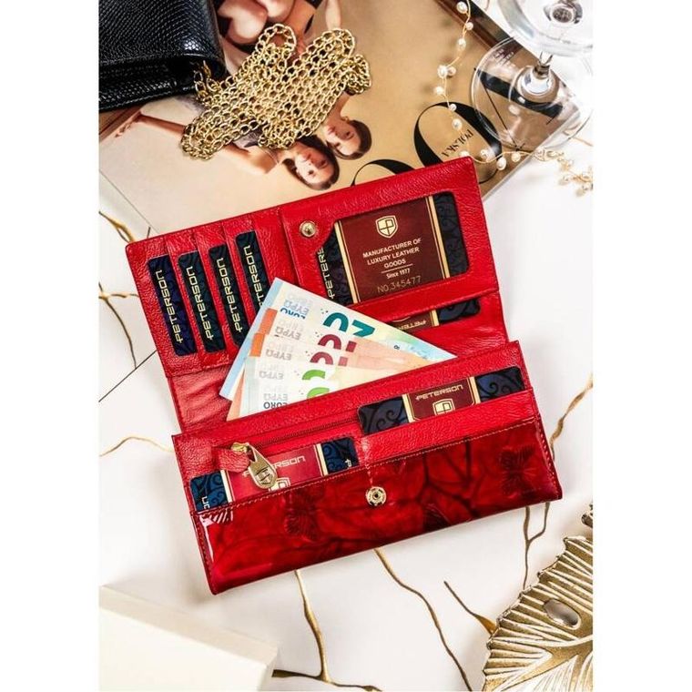 Portfel, czerwony, skórzany, Peterson