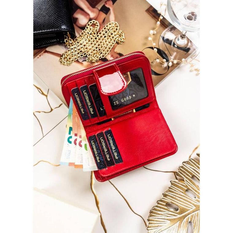 Portfel, czerwony, skórzany, Peterson