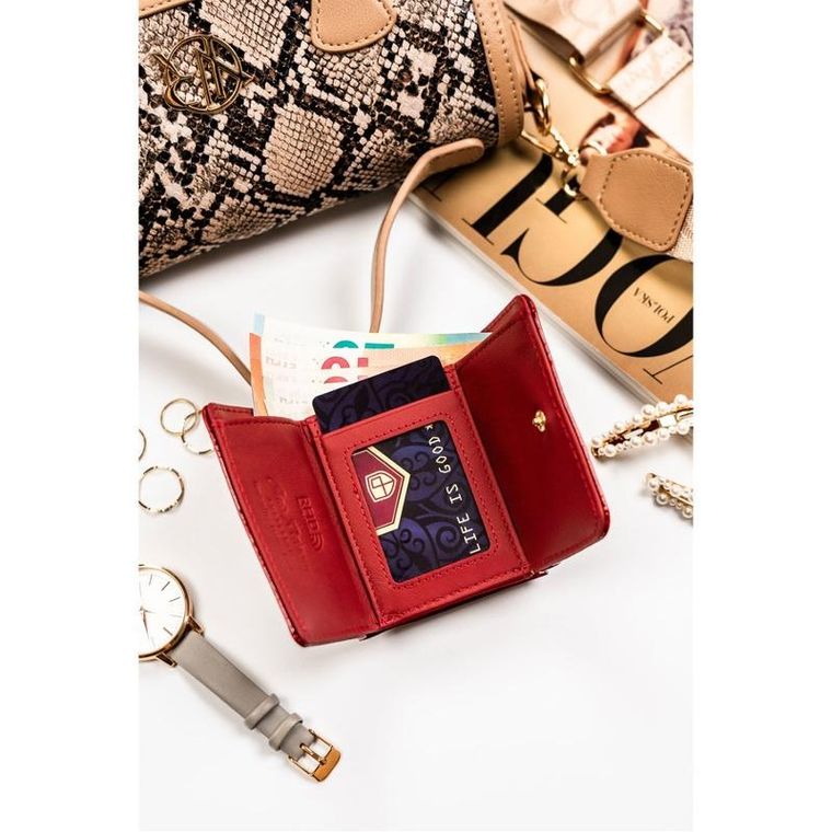 Portfel, czerwony, skórzany, Peterson