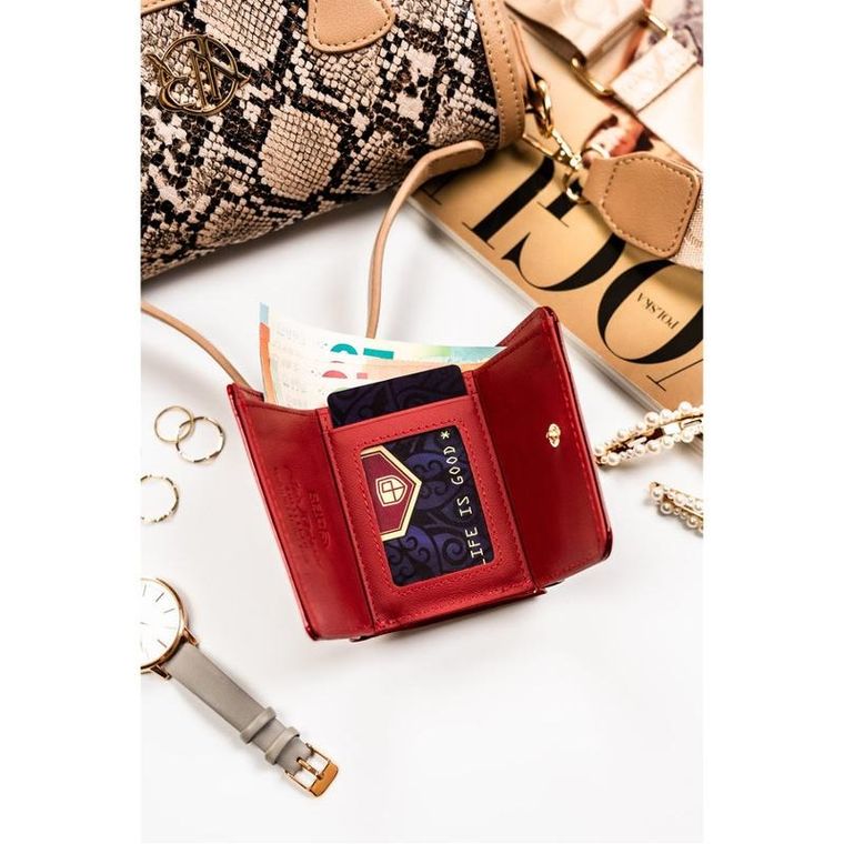 Portfel, czerwony, skórzany, Peterson