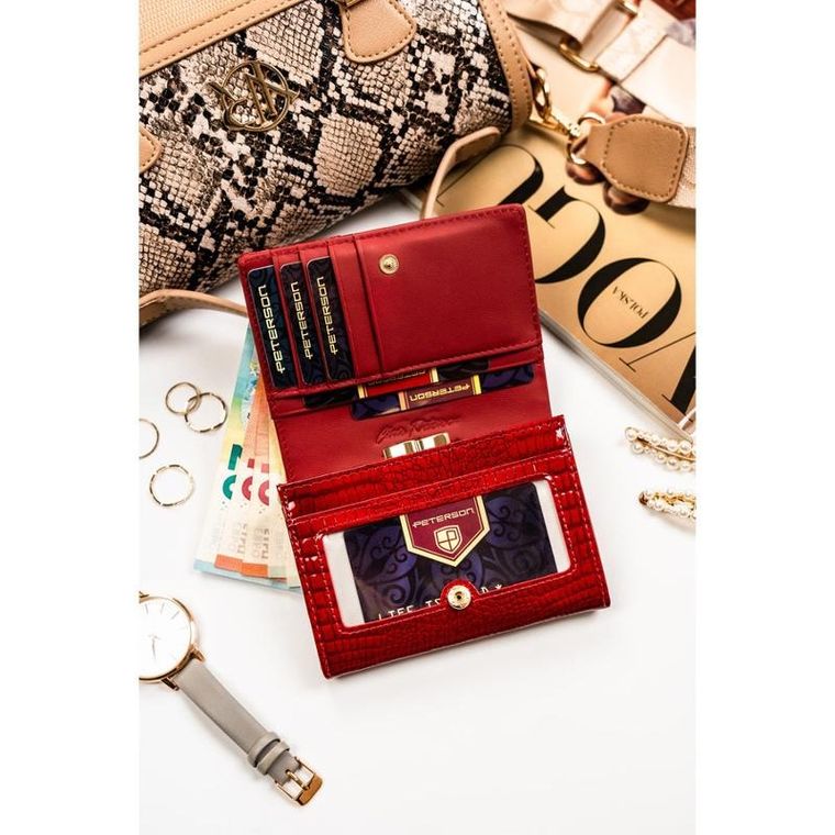 Portfel, czerwony, skórzany, Peterson