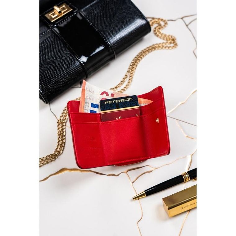 Portfel, czerwony, skórzany, Peterson