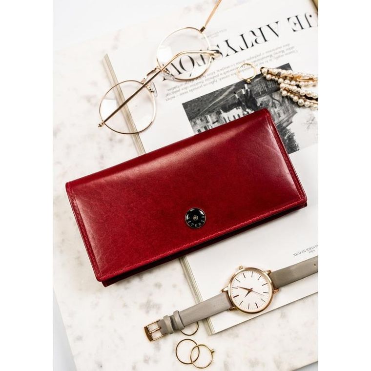 Portfel, czerwony, skórzany, Peterson