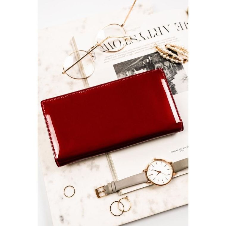 Portfel, czerwony, skórzany, Peterson