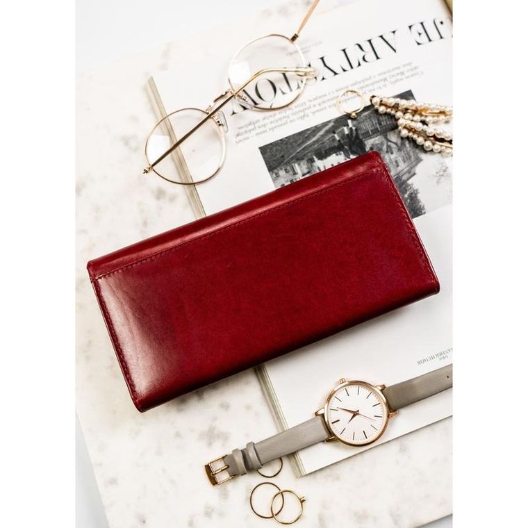 Portfel, czerwony, skórzany, Peterson