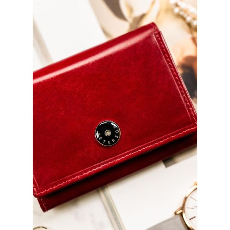 Portfel, czerwony, skórzany, Peterson