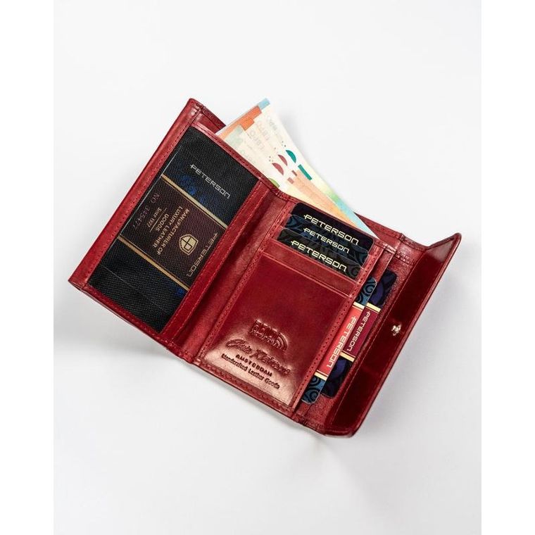 Portfel, czerwony, skórzany, Peterson