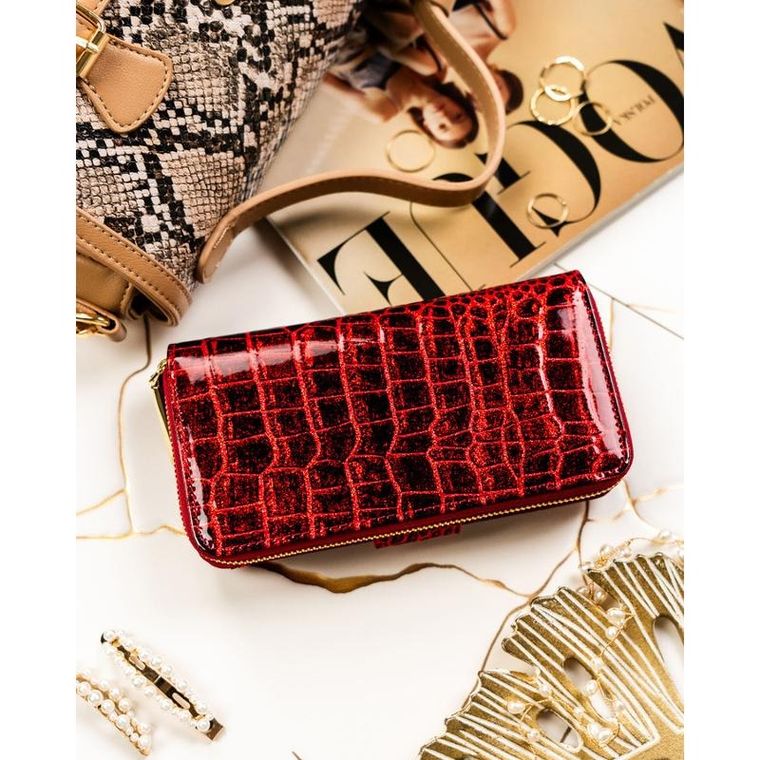 Portfel, czerwony, skórzany, Peterson