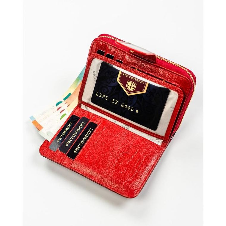 Portfel, czerwony, skórzany, Peterson